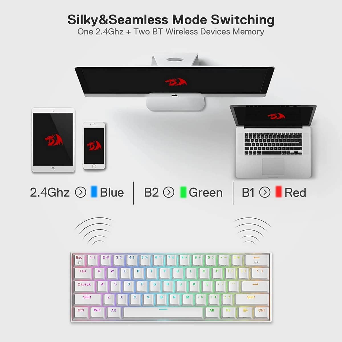 Redragon Draconic K530 PRO 60% Compact RGB Wireless Mechanical Gaming Keyboard