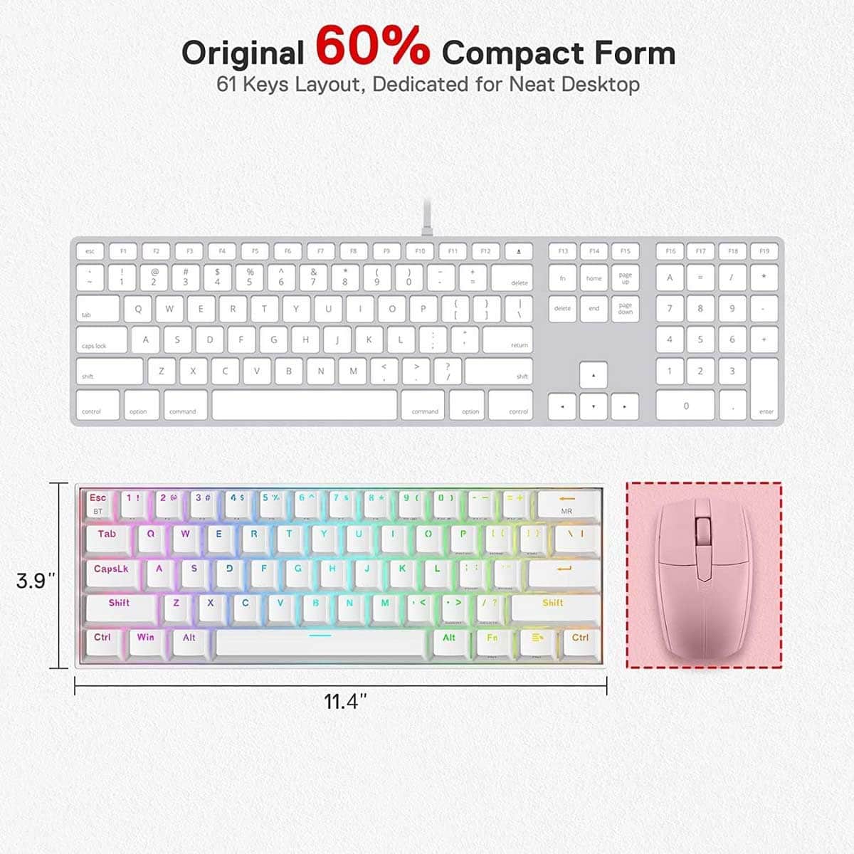 Redragon Draconic K530 PRO 60% Compact RGB Wireless Mechanical Gaming Keyboard