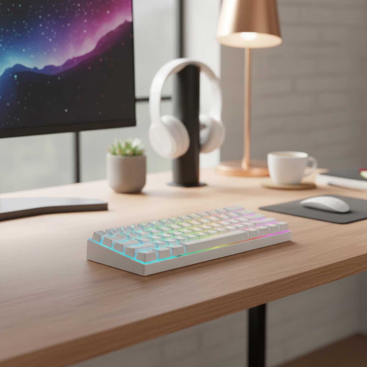 Redragon White Dragonborn K630W Brown Switch RGB Wired Mechanical Gaming Keyboard
