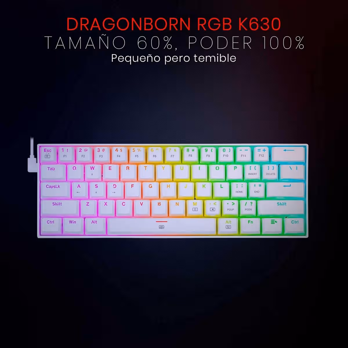 Redragon White Dragonborn K630W Brown Switch RGB Wired Mechanical Gaming Keyboard
