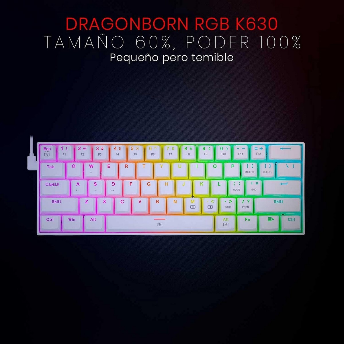 Redragon White Dragonborn K630W Brown Switch RGB Wired Mechanical Gaming Keyboard