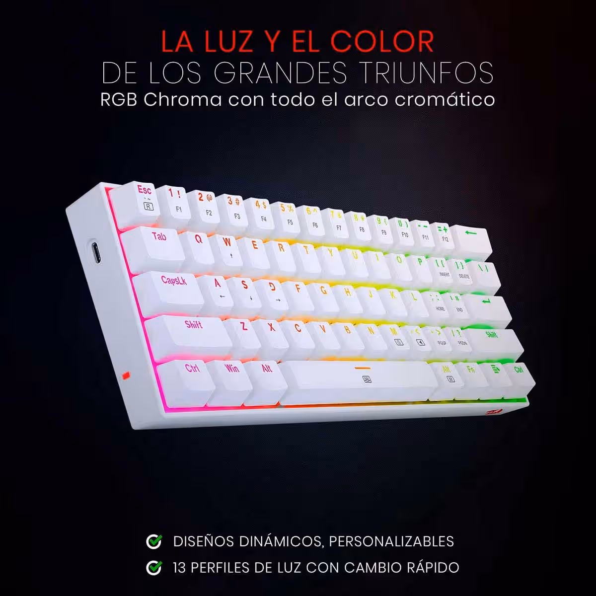 Redragon White Dragonborn K630W Brown Switch RGB Wired Mechanical Gaming Keyboard