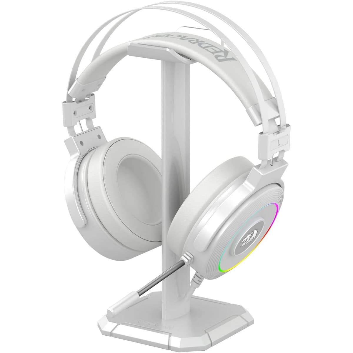 ريدراجون طقم سماعة ألعاب لاميا 2 USB RGB سلكية مع حامل باللون الأبيض