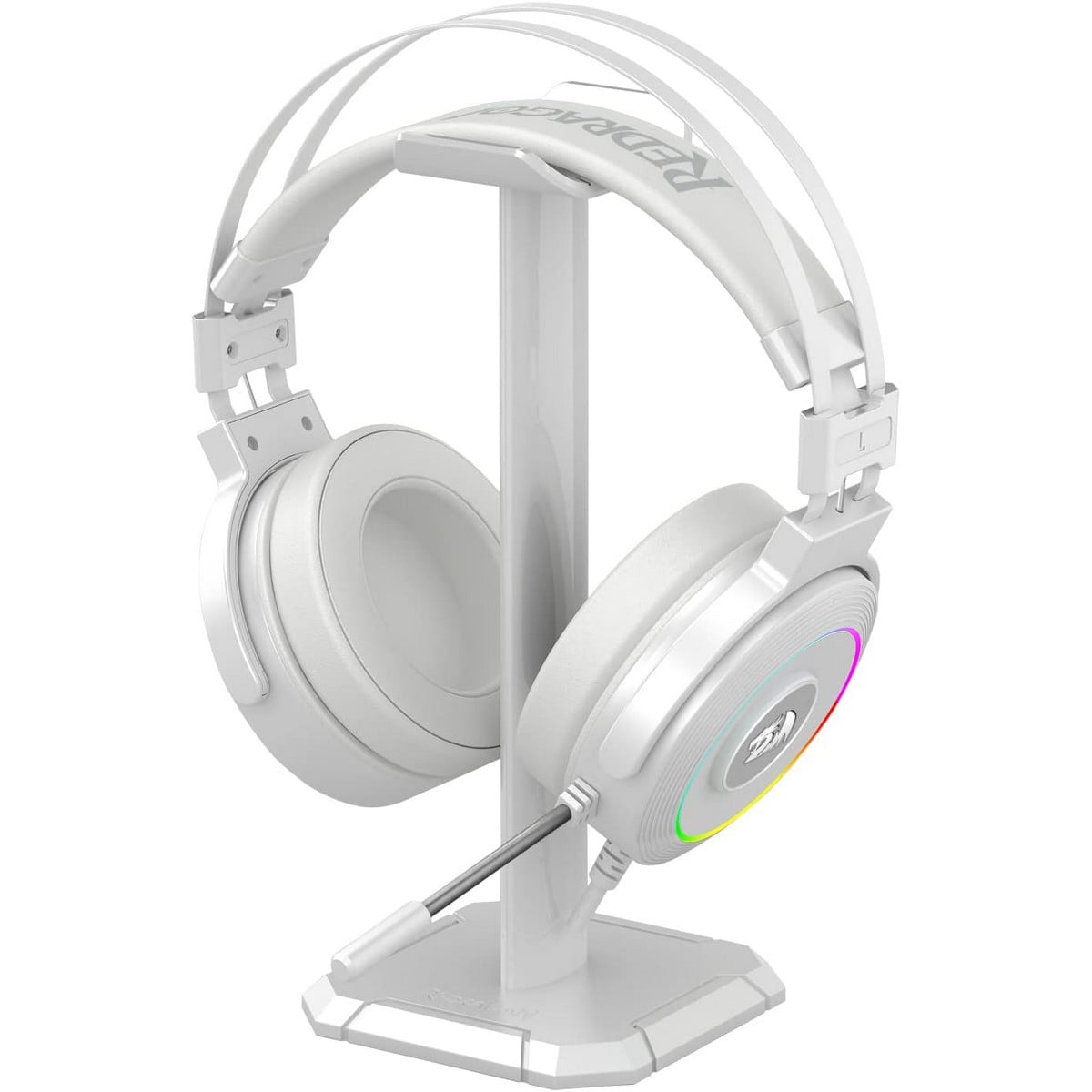 ريدراجون طقم سماعة ألعاب لاميا 2 USB RGB سلكية مع حامل باللون الأبيض