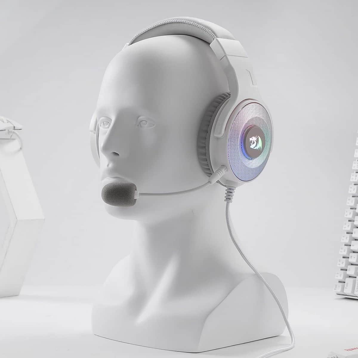 Redragon White Pandora Virtual 7.1 RGB Wired Gaming Headset