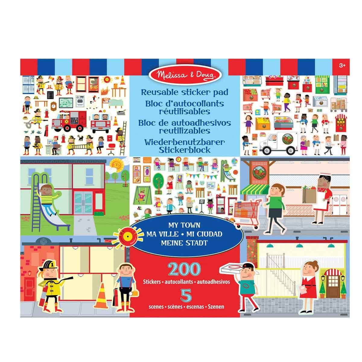 Melissa & Doug Reusable Pad My Town Sticker Set Unisex, 3-4 Years
