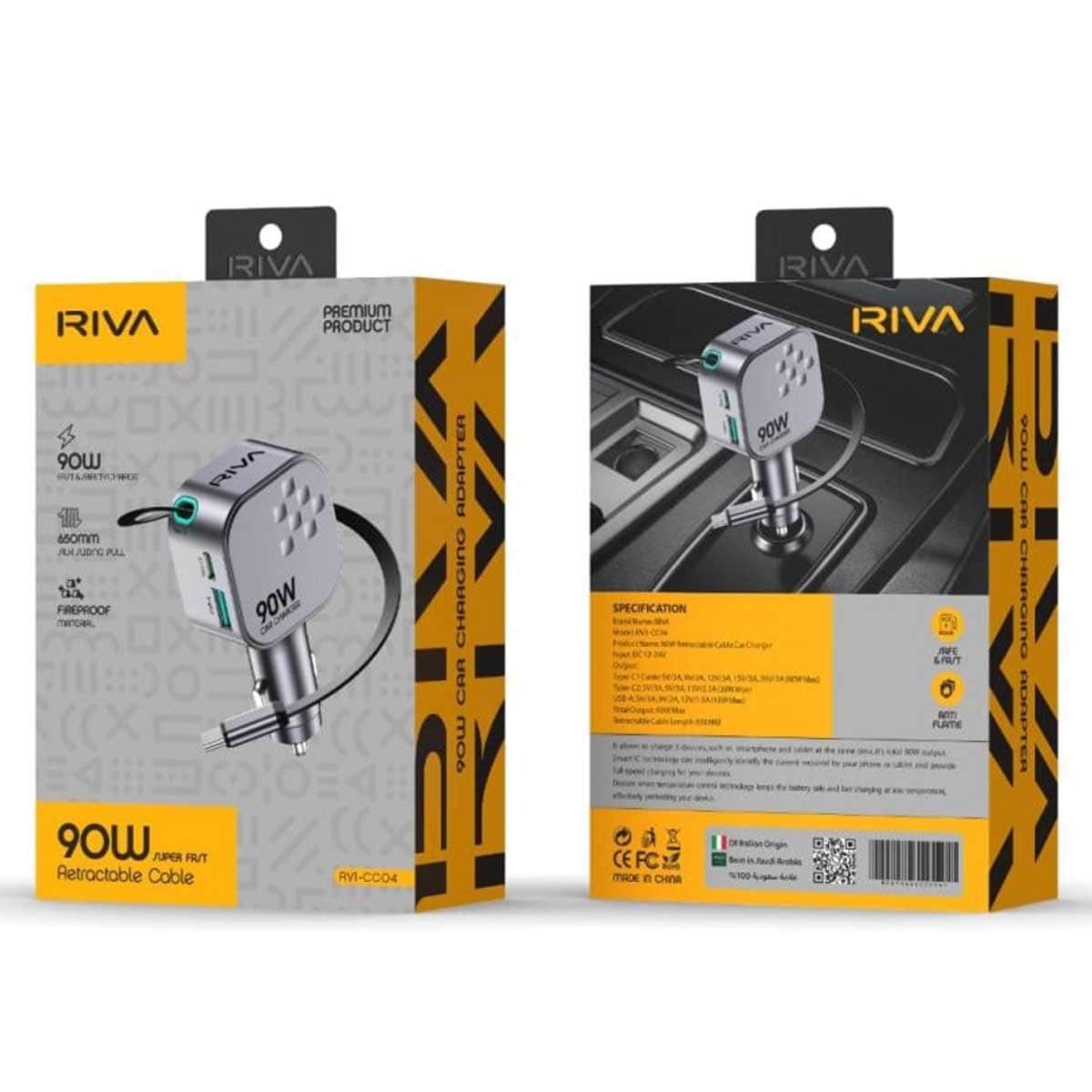 Riva RV1-CC04 90W Car Charger with Cable