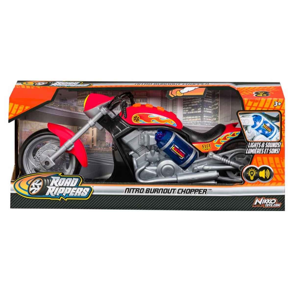 رود ريبرز دراجة نيترو بيرناوت تشوبر بإضاءة وأصوات متنوعة للأولاد، عمر 3-4 سنوات