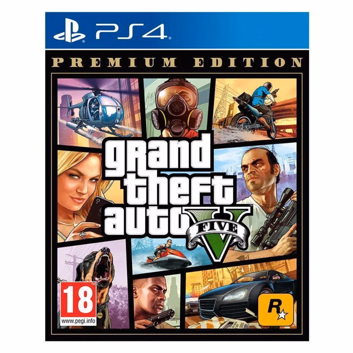 روكستار جيمز جراند ثيفت أوتو (GTA) 5 (الإصدار بريميوم) لعبة فيديو لبلايستيشن 4