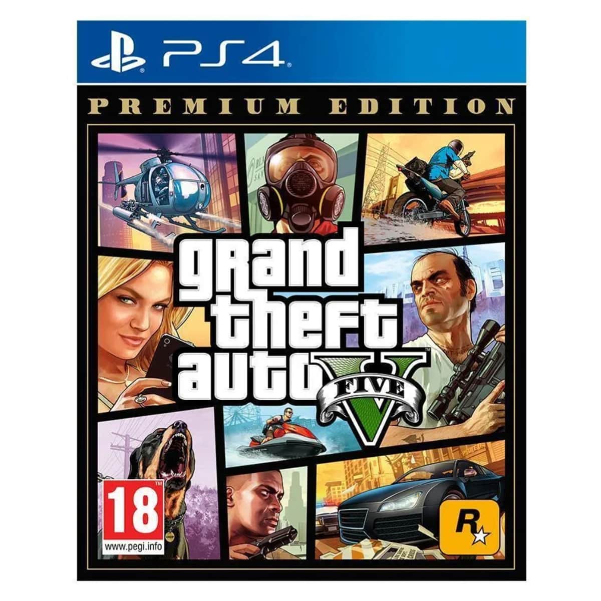 روكستار جيمز جراند ثيفت أوتو (GTA) 5 (الإصدار بريميوم) لعبة فيديو لبلايستيشن 4
