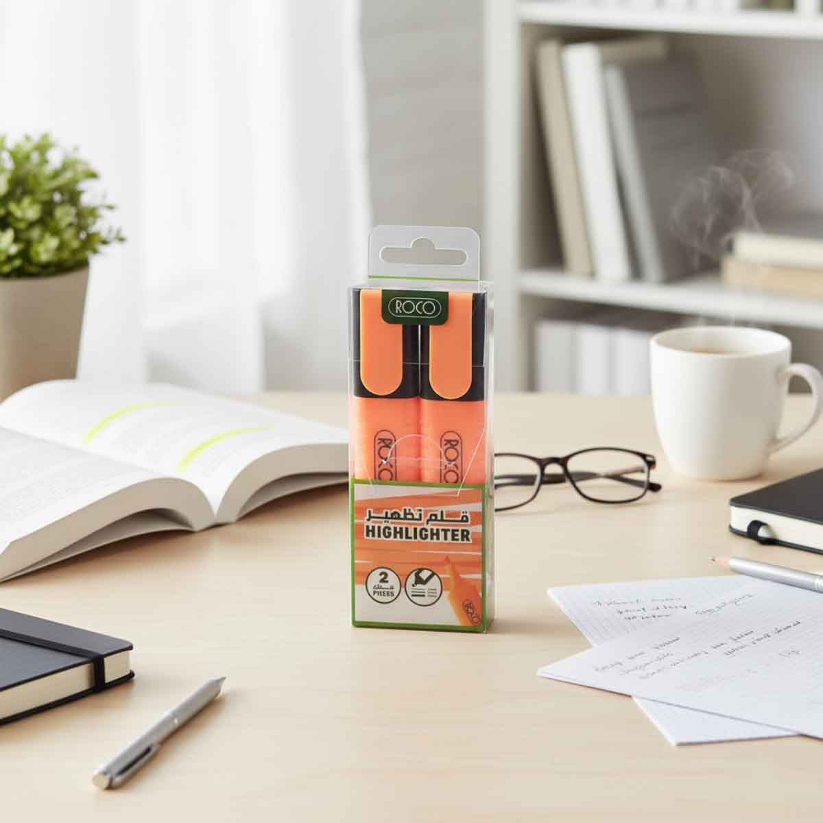 Roco Orange 2-Piece 1.2-5mm Chisel Tip 120 Highlighter Set