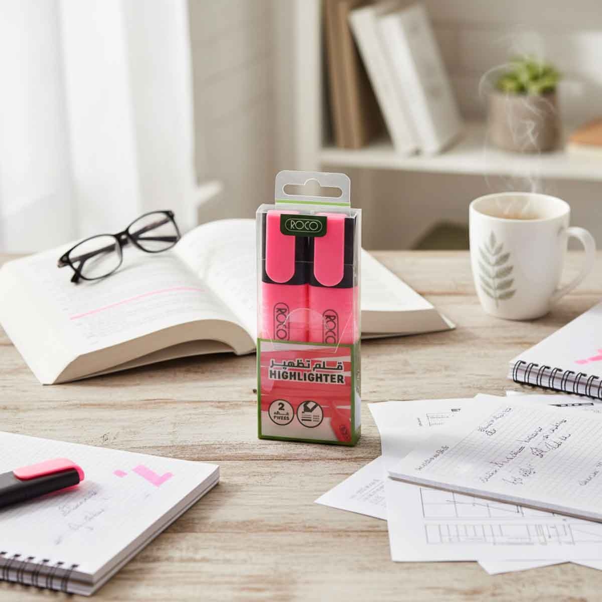 Roco Pink 2-Piece 1.2-5mm Chisel Tip 120 Highlighter Set