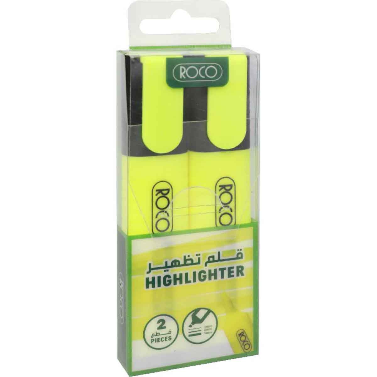 Roco Yellow 2-Piece 1.2-5mm Chisel Tip 120 Highlighter Set