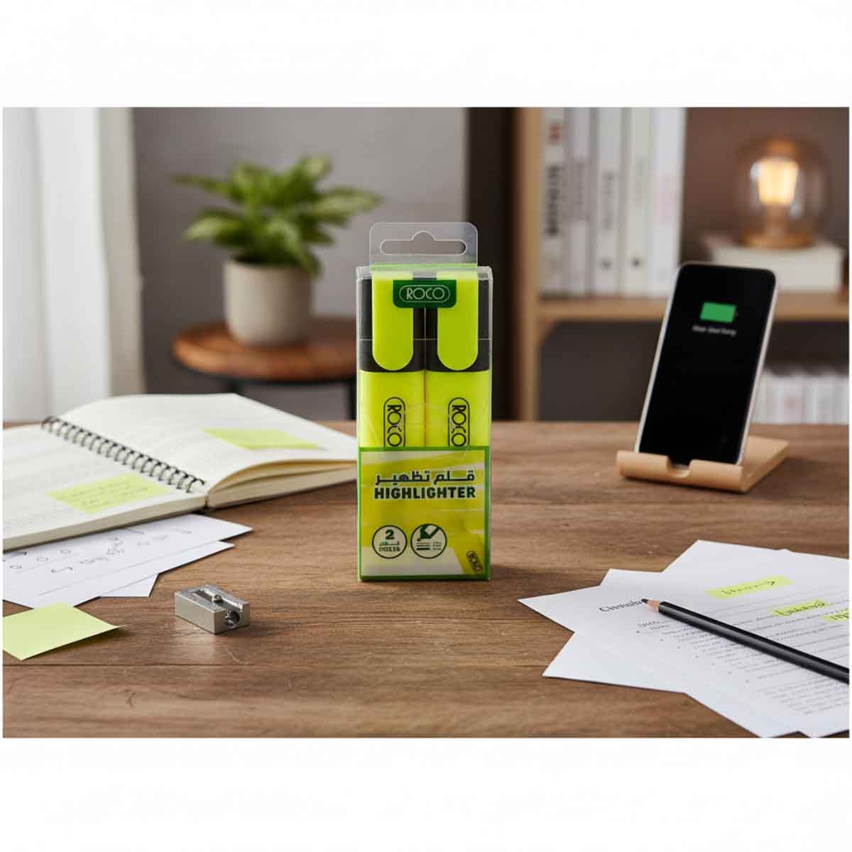 Roco Yellow 2-Piece 1.2-5mm Chisel Tip 120 Highlighter Set