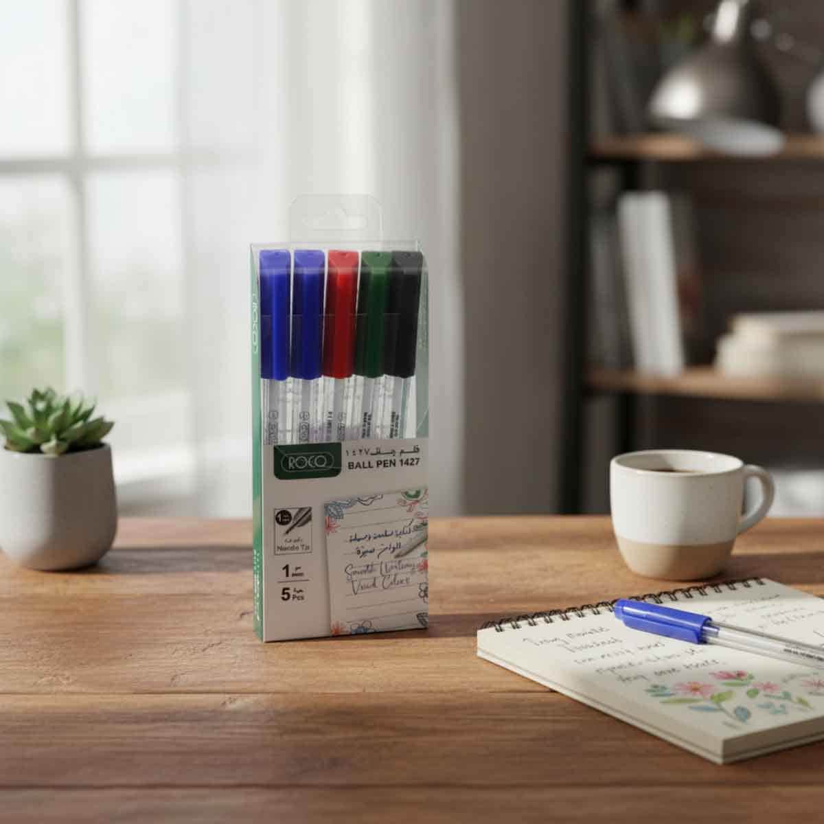 Roco 5-Piece 0.5mm 1425 Assorted Dry Ink Ballpoint Pen Set