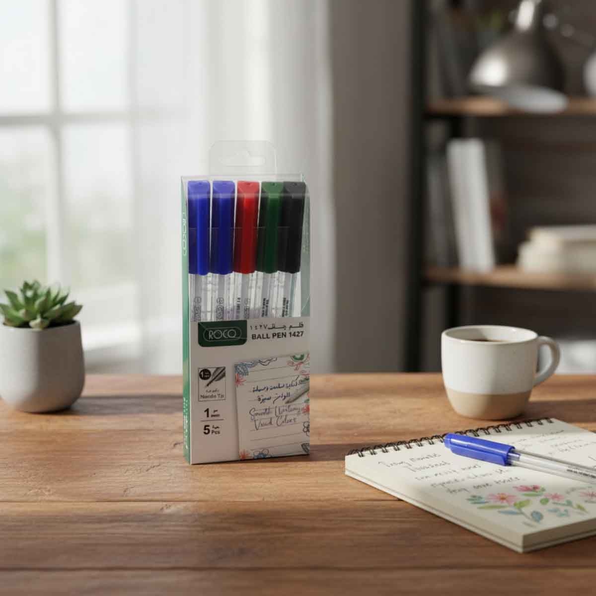 Roco 5-Piece 0.5mm 1425 Assorted Dry Ink Ballpoint Pen Set