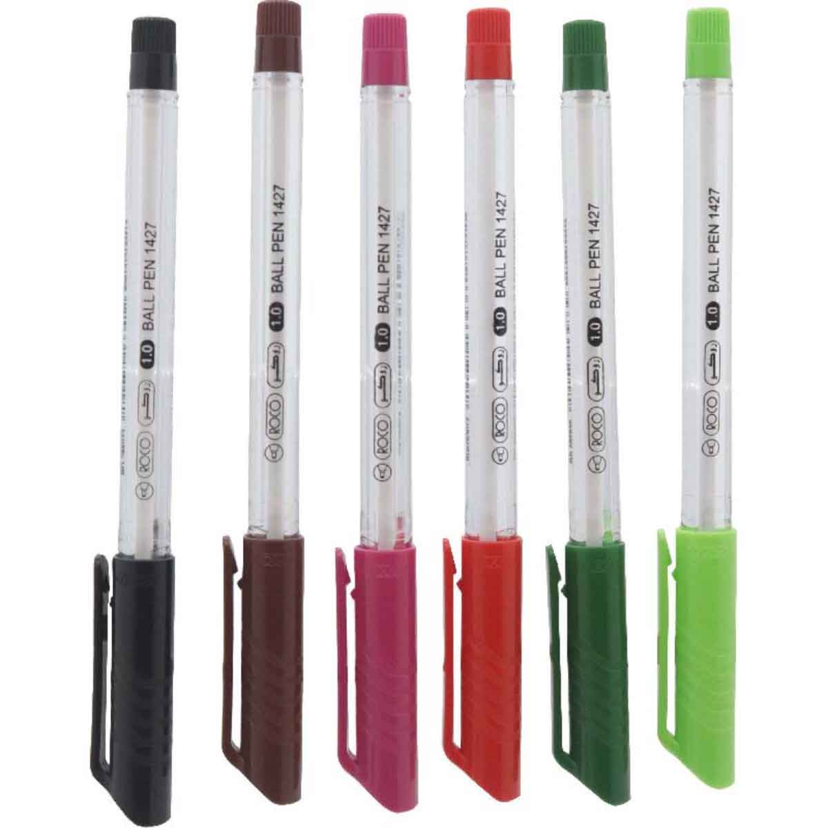 Roco 10-Piece 1mm 1427 Assorted Dry Ink Ballpoint Pen Set