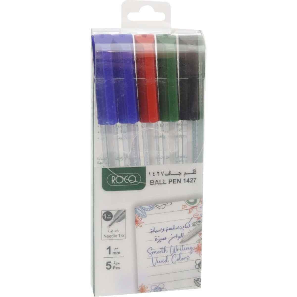 Roco 5-Piece 1mm 1427 Dry Ink Ballpoint Pen Set