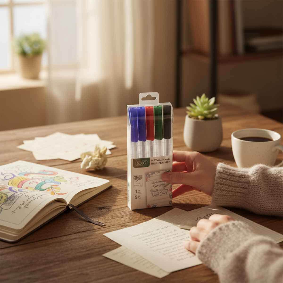 Roco 5-Piece 1mm 1427 Dry Ink Ballpoint Pen Set