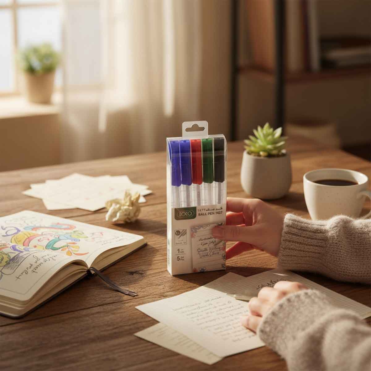 Roco 5-Piece 1mm 1427 Dry Ink Ballpoint Pen Set