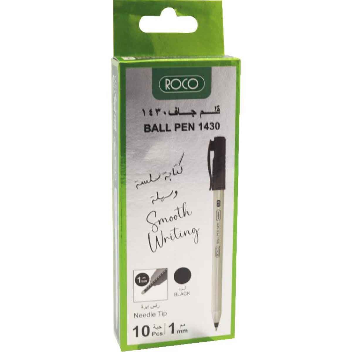 Roco Black Ink 10-Piece 1mm 1430 Dry Ink Ballpoint Pen Set