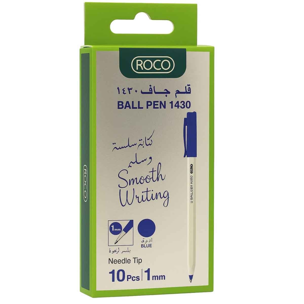 Roco Blue Ink 10-Piece 1mm 1430 Dry Ink Ballpoint Pen Set