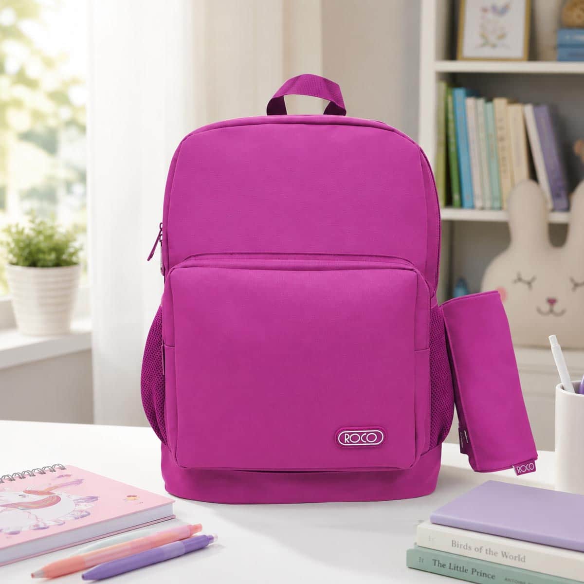 Roco 17" Burgundy Backpack with Pencil Case