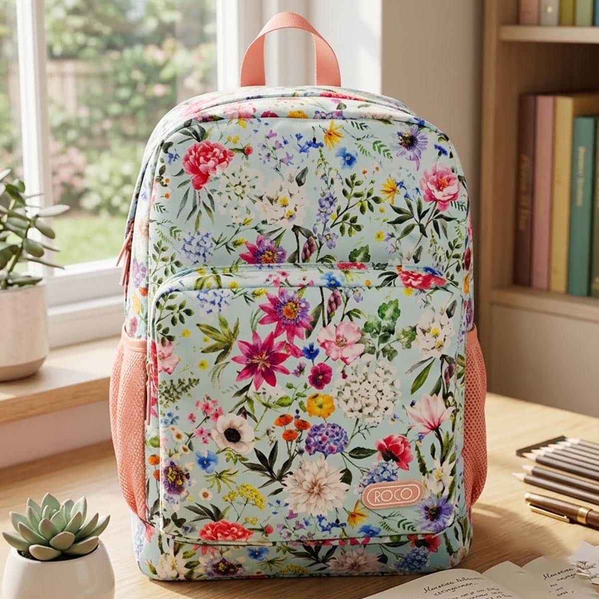 Roco 17" Flower Backpack with Pencil Case