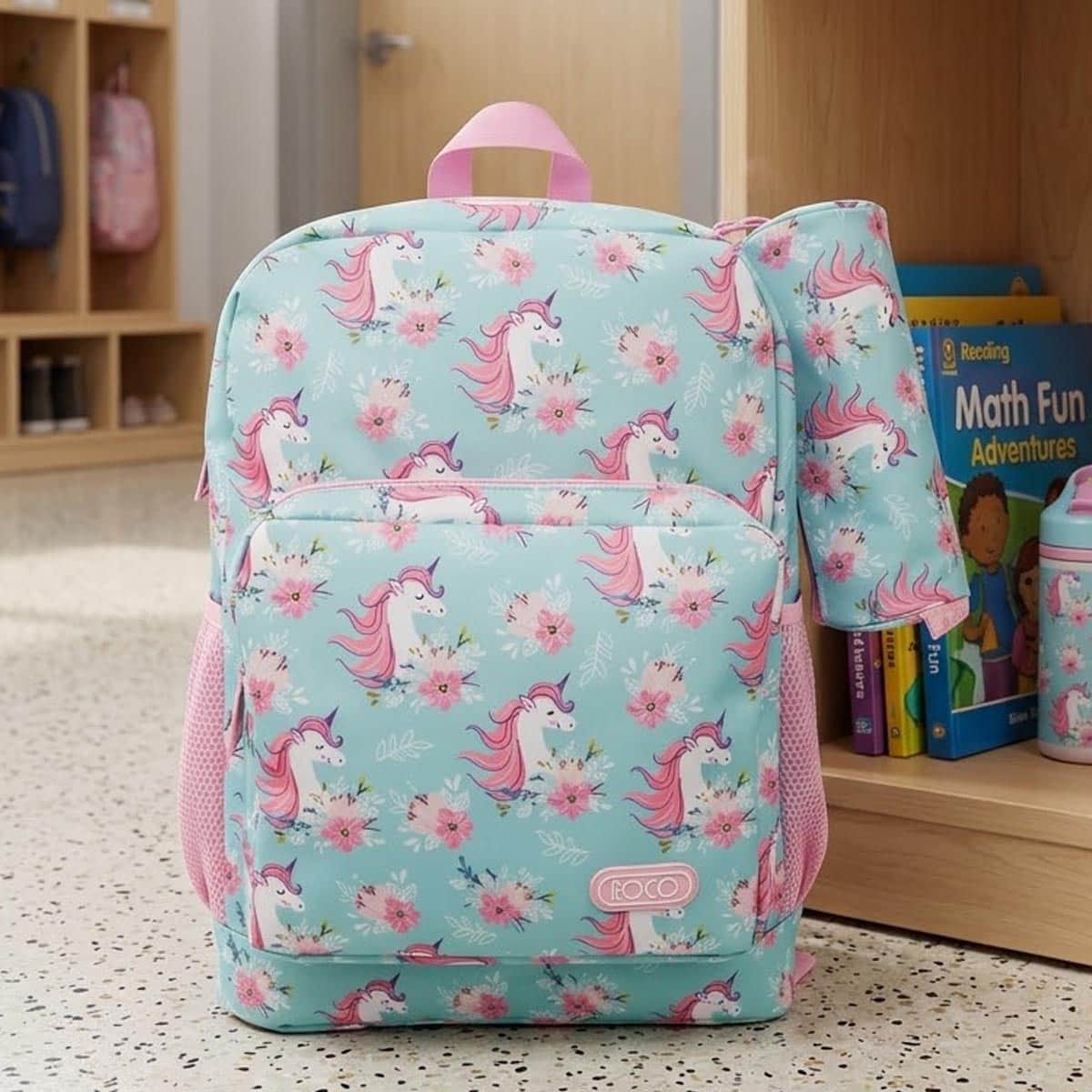 Roco 17" Unicorn Backpack with Pencil Case