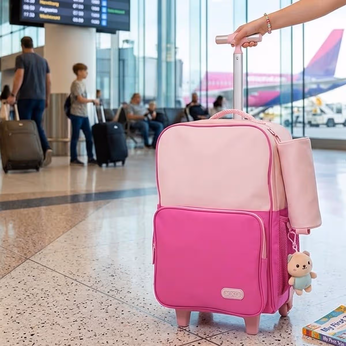 Roco 18" Peach/Pink Trolley Bag with Pencil Case