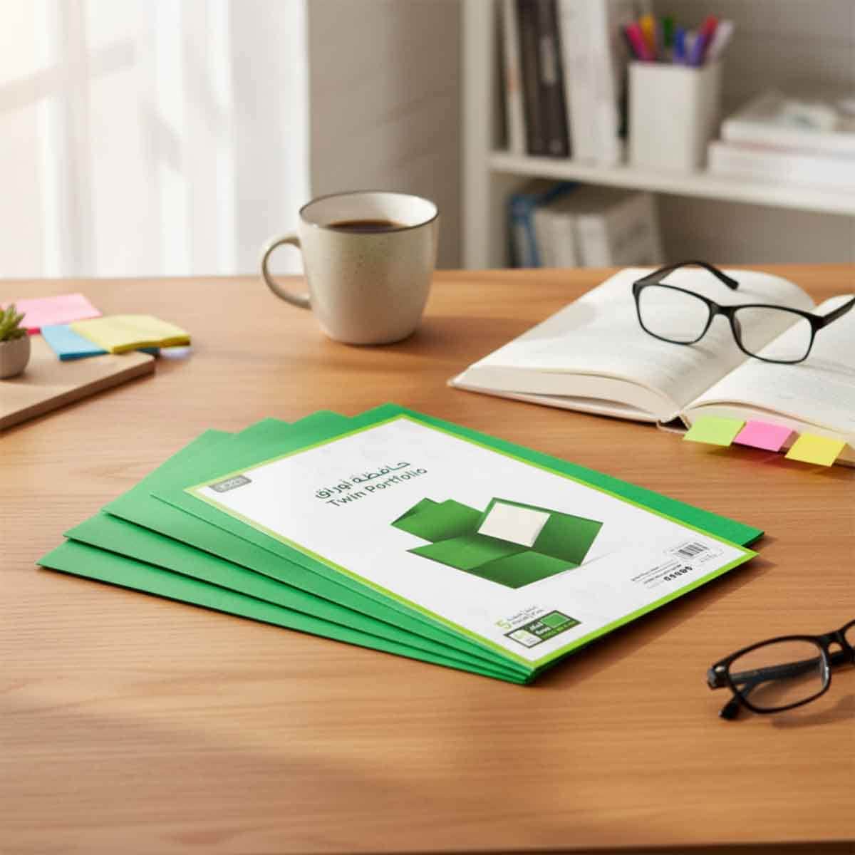 روكو غلاف تقرير ورقي A4 بجيبين أخضر