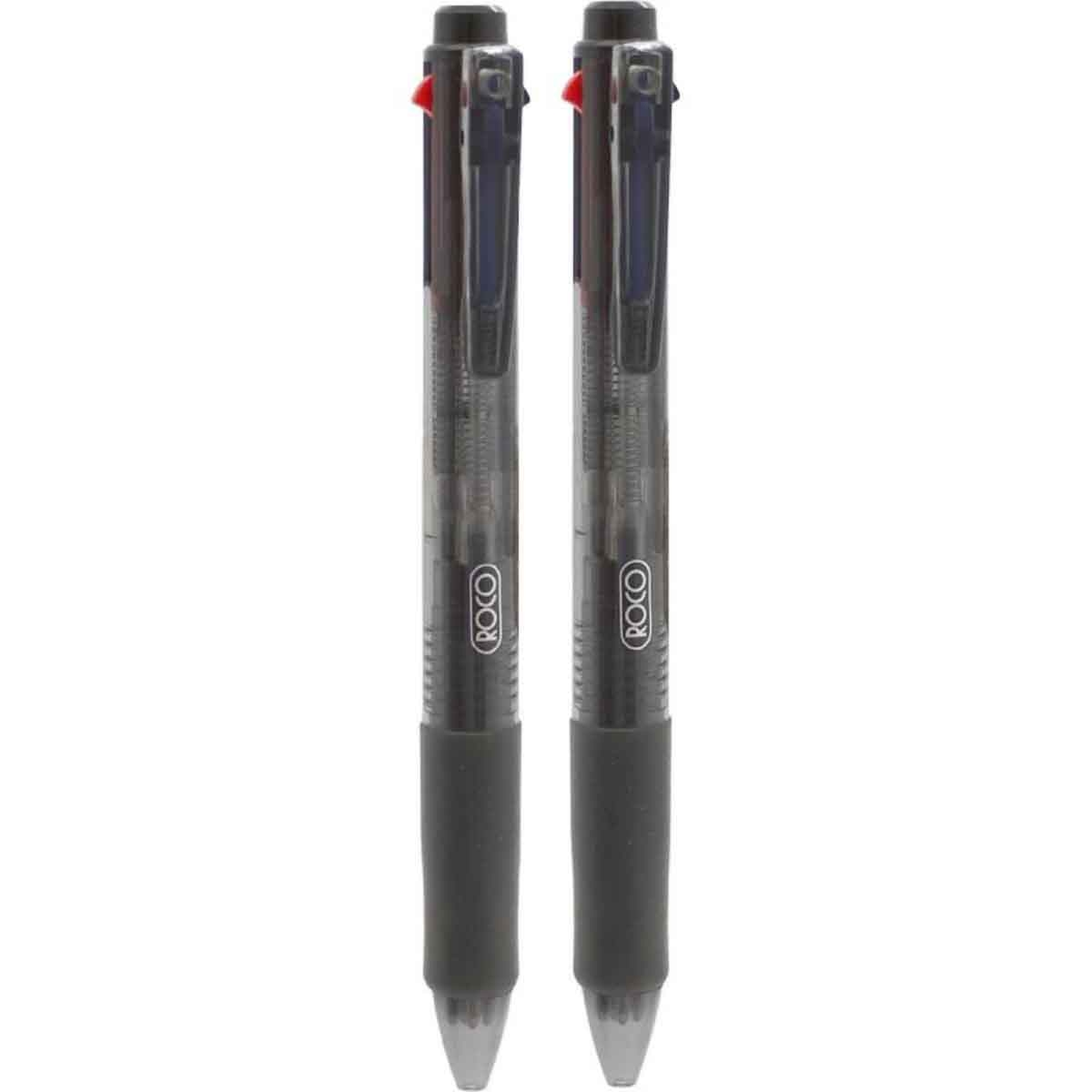Roco 2-Piece 1mm 4-in-1 Multi-Function Ballpoint Pen Set