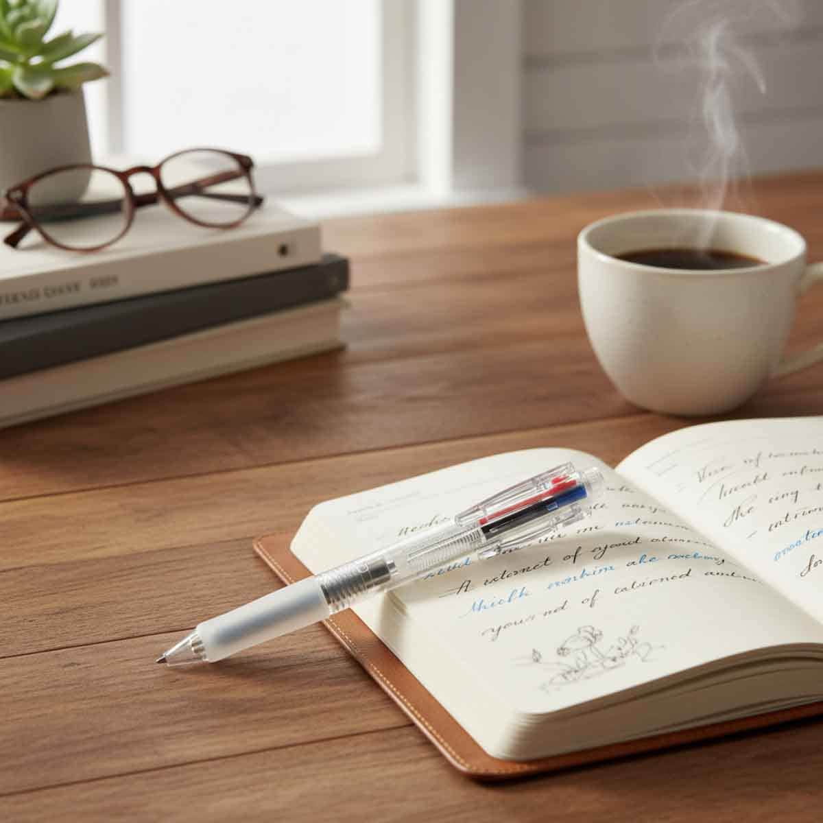 روكو أقلام حبر جاف متعددة الوظائف شفافة 4 في 1 1ملم مجموعة 2 قطعة
