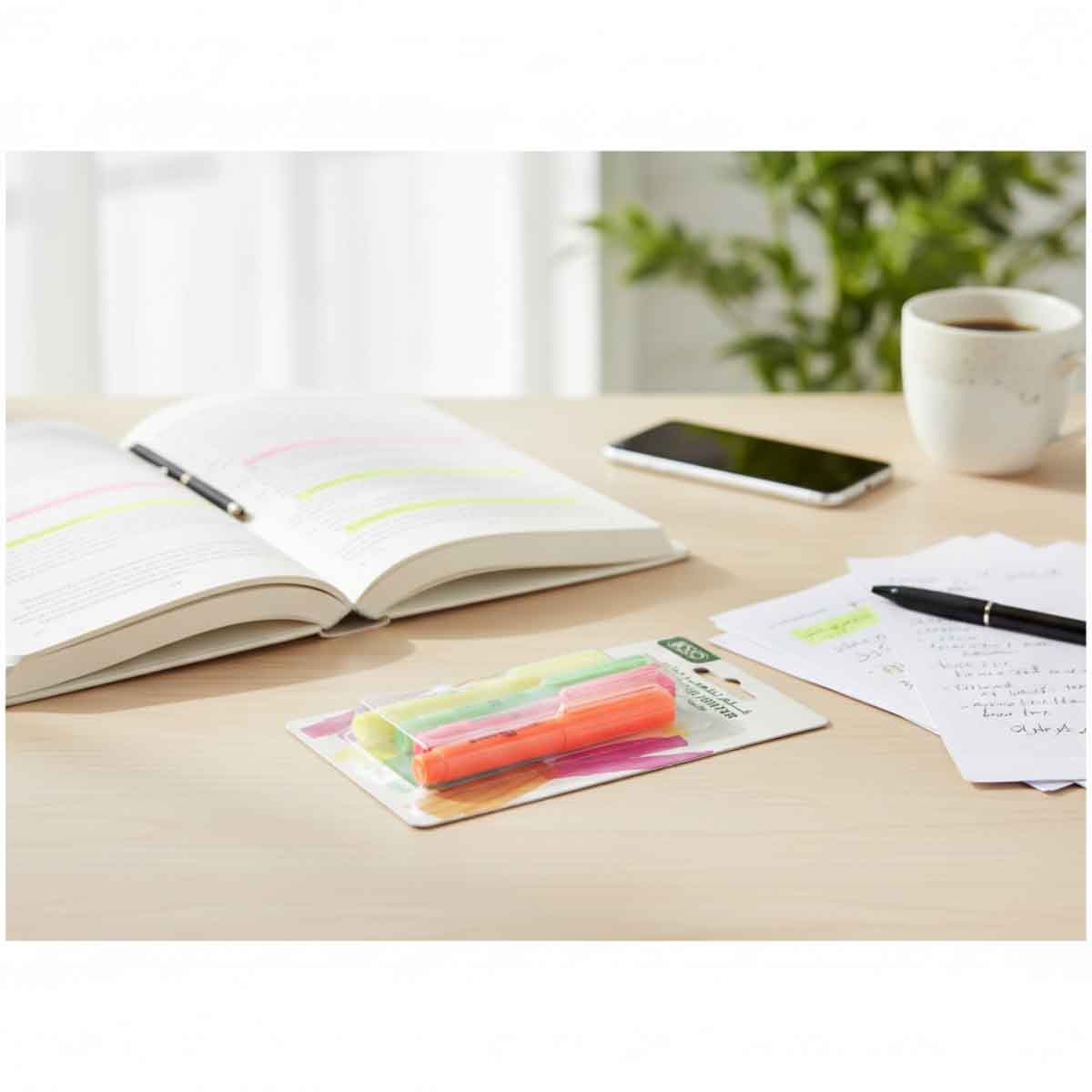 Roco 4-Piece 1-4mm Chisel Tip 90 Slim Assorted Color Highlighter Set