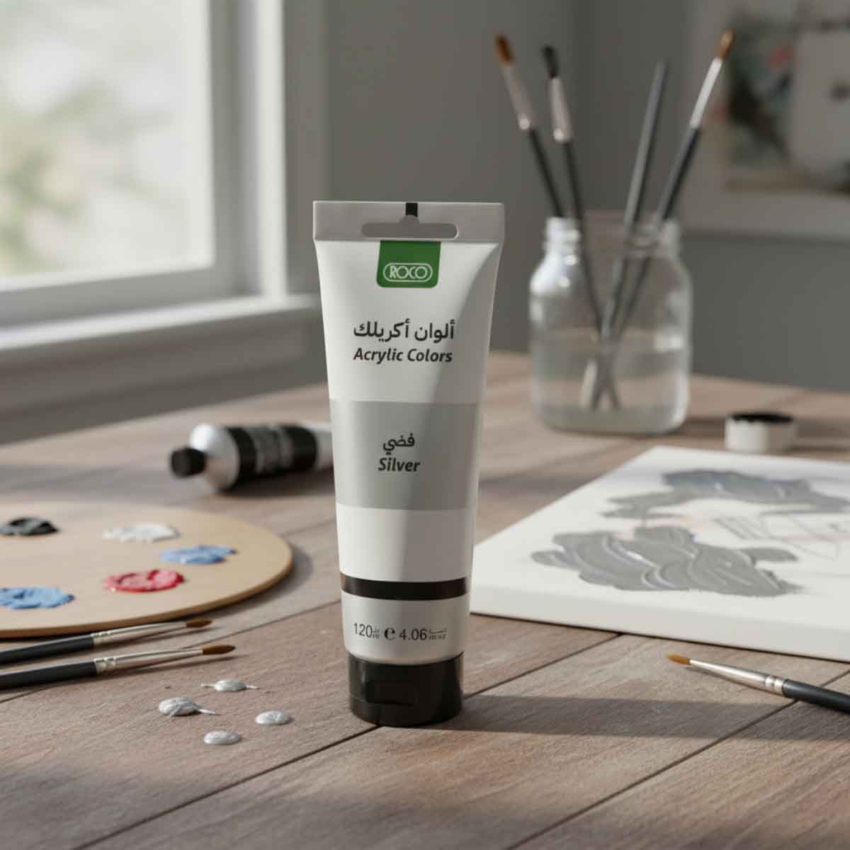 Roco 120ml Silver Acrylic Color Paint