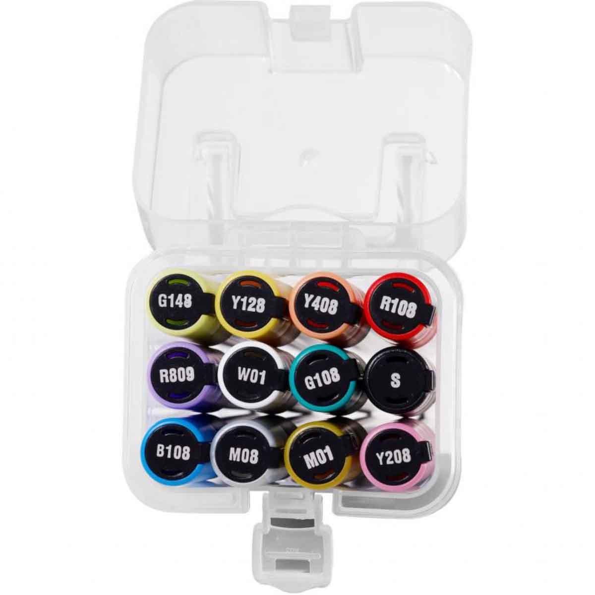 Roco 12-Piece Round Tip Graphic Art Assorted Acrylic Marker Set