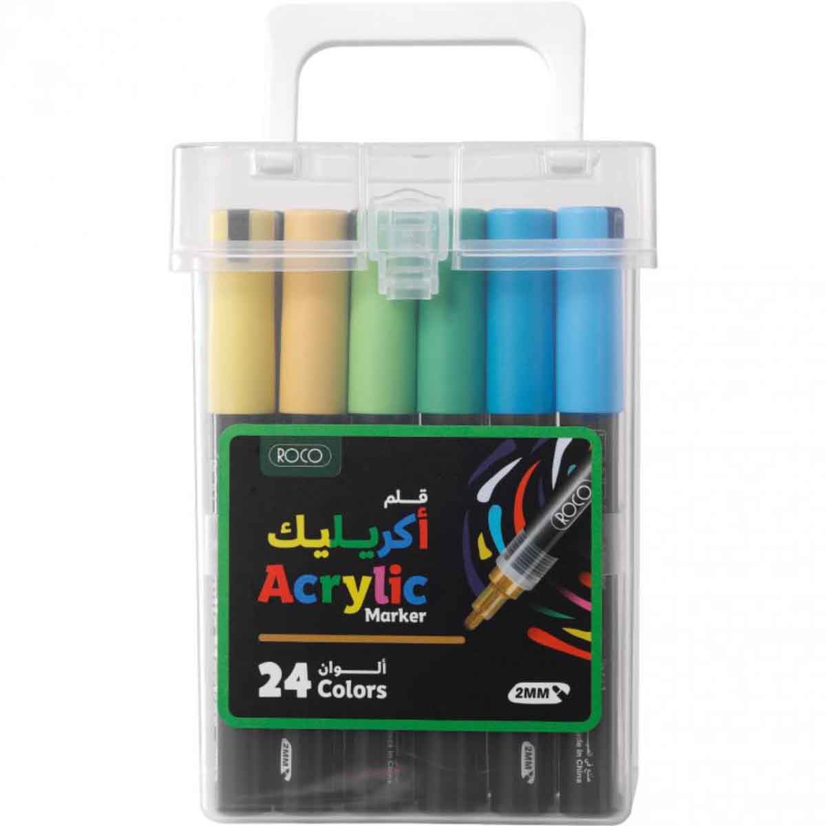 Roco 24-Piece Round Tip Graphic Art Assorted Acrylic Marker Set