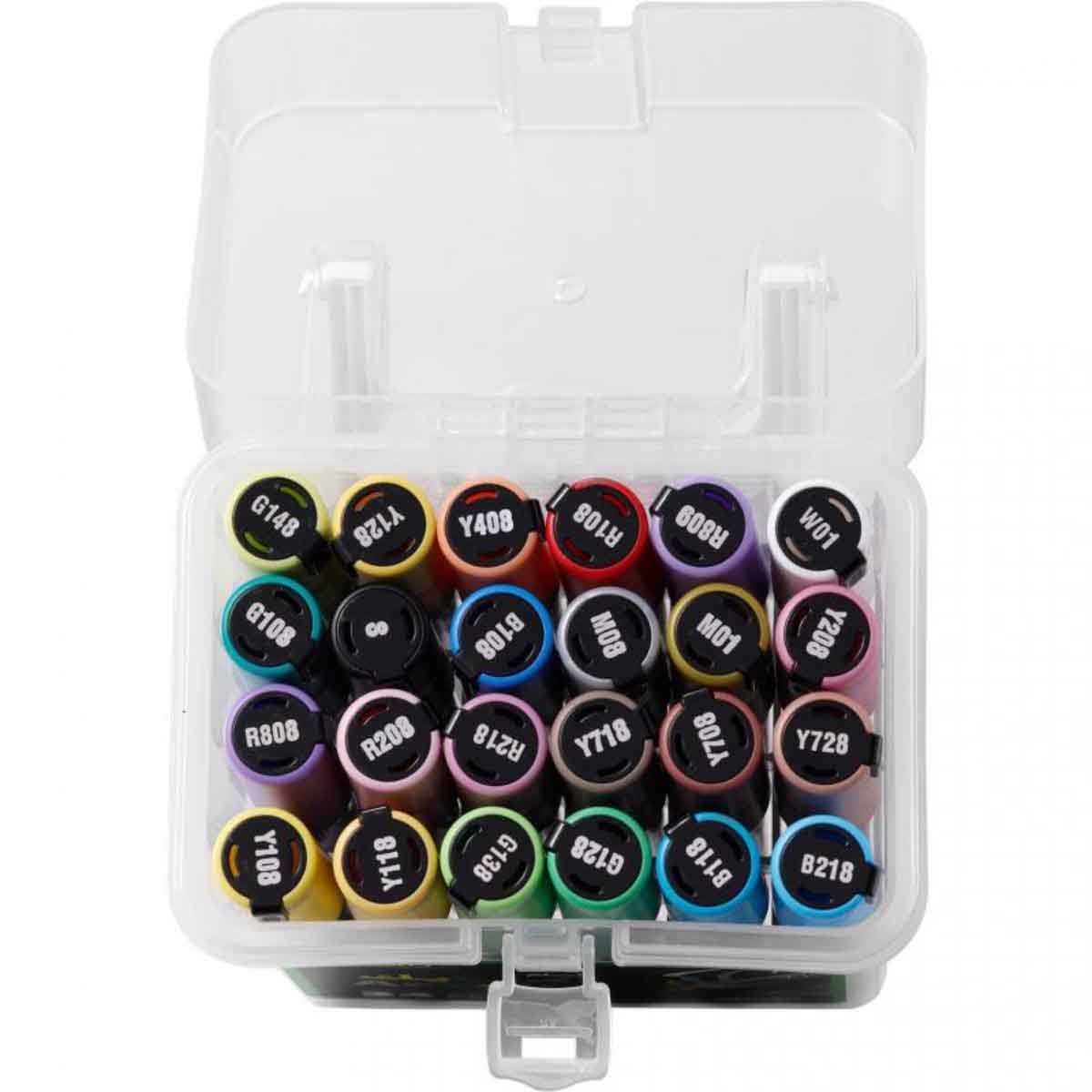 Roco 24-Piece Round Tip Graphic Art Assorted Acrylic Marker Set
