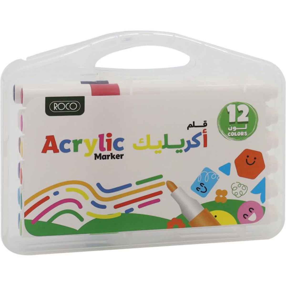 Roco 12-Piece Basic Color Acrylic Assorted Color Marker Set