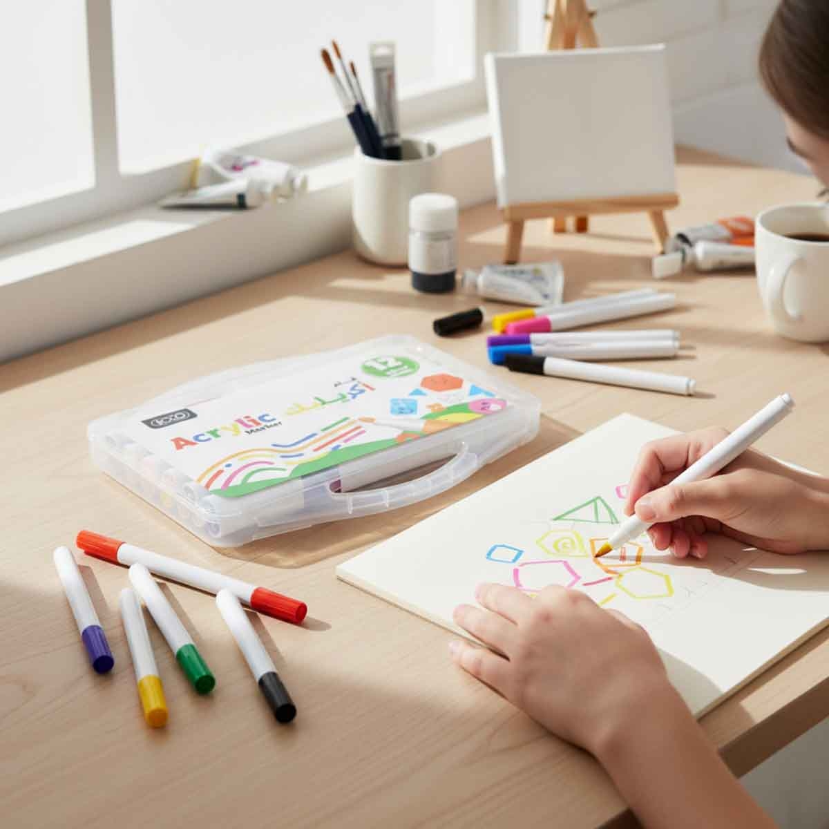 Roco 12-Piece Basic Color Acrylic Assorted Color Marker Set