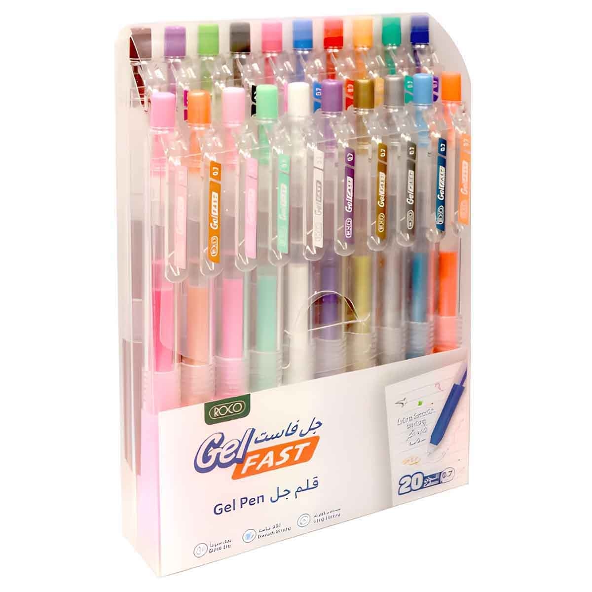 روكو أقلام حبر جاف سن معدني ألوان متعددة 0.7ملم مجموعة 20 قطعة
