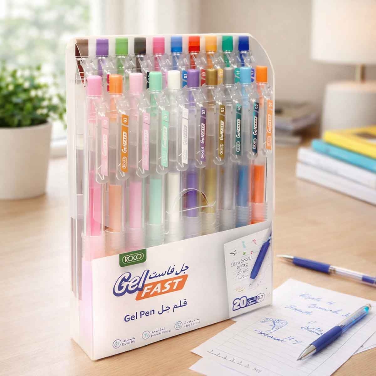 روكو أقلام حبر جاف سن معدني ألوان متعددة 0.7ملم مجموعة 20 قطعة