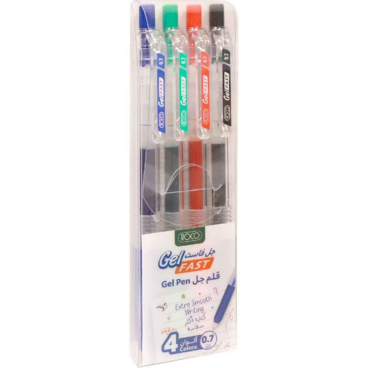 روكو أقلام حبر جاف سن معدني 0.7ملم ألوان متعددة مجموعة 4 قطع