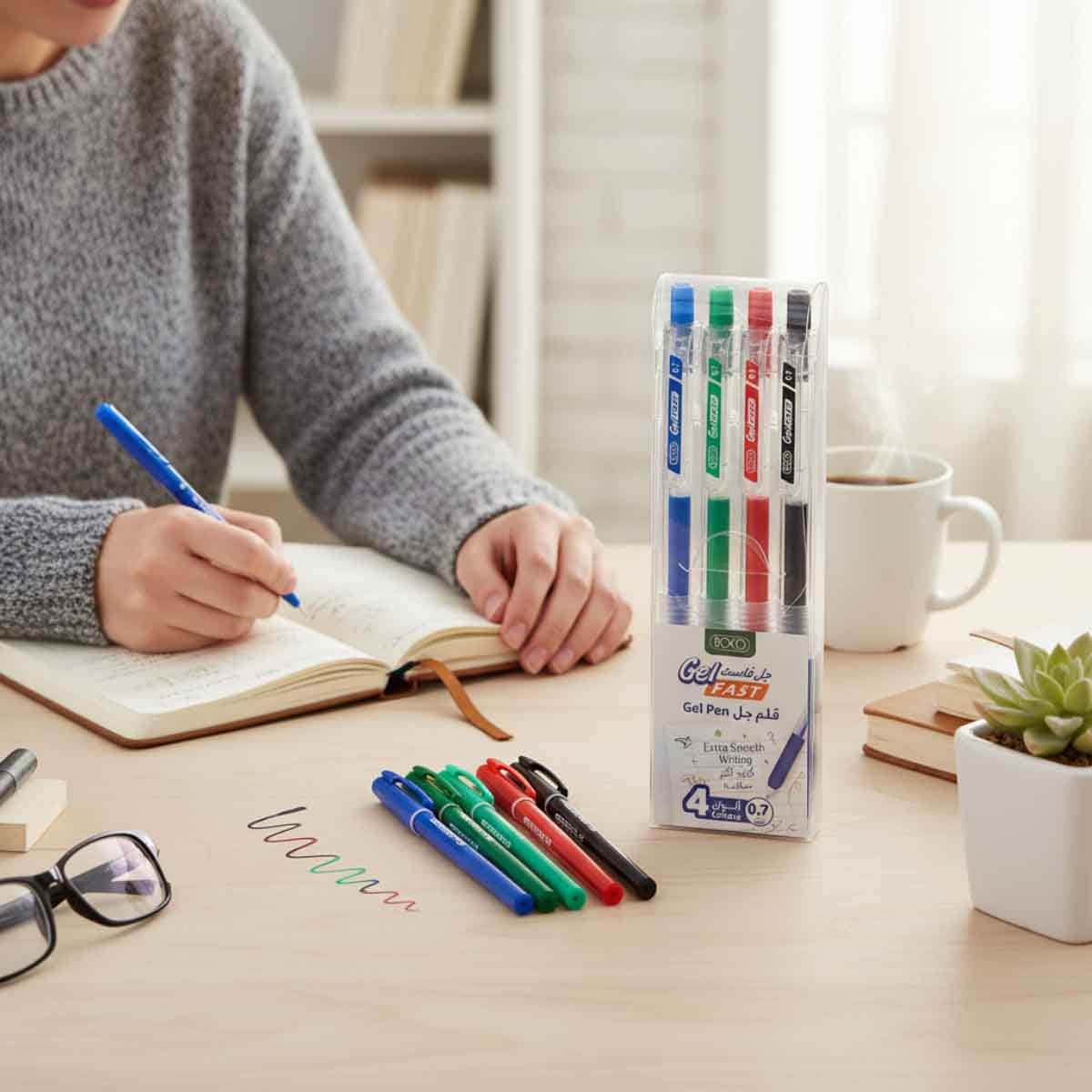 Roco 4-Piece 0.7mm Nib Tip Basic Assorted Colors Ballpoint Pen Set