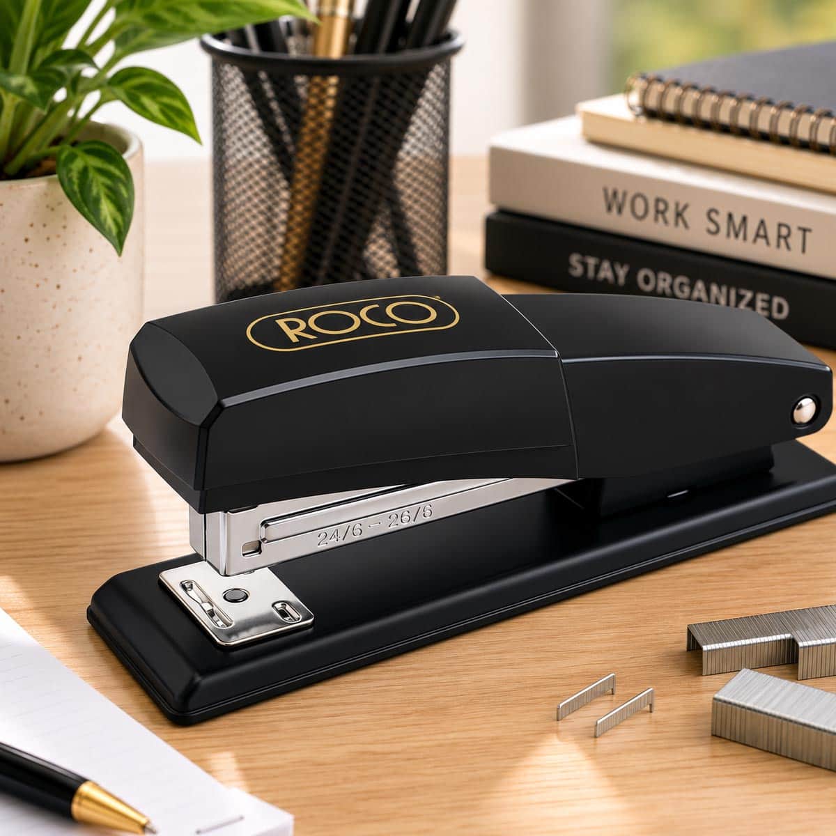 Roco RQ-20205BLKA Black Desk Stapler