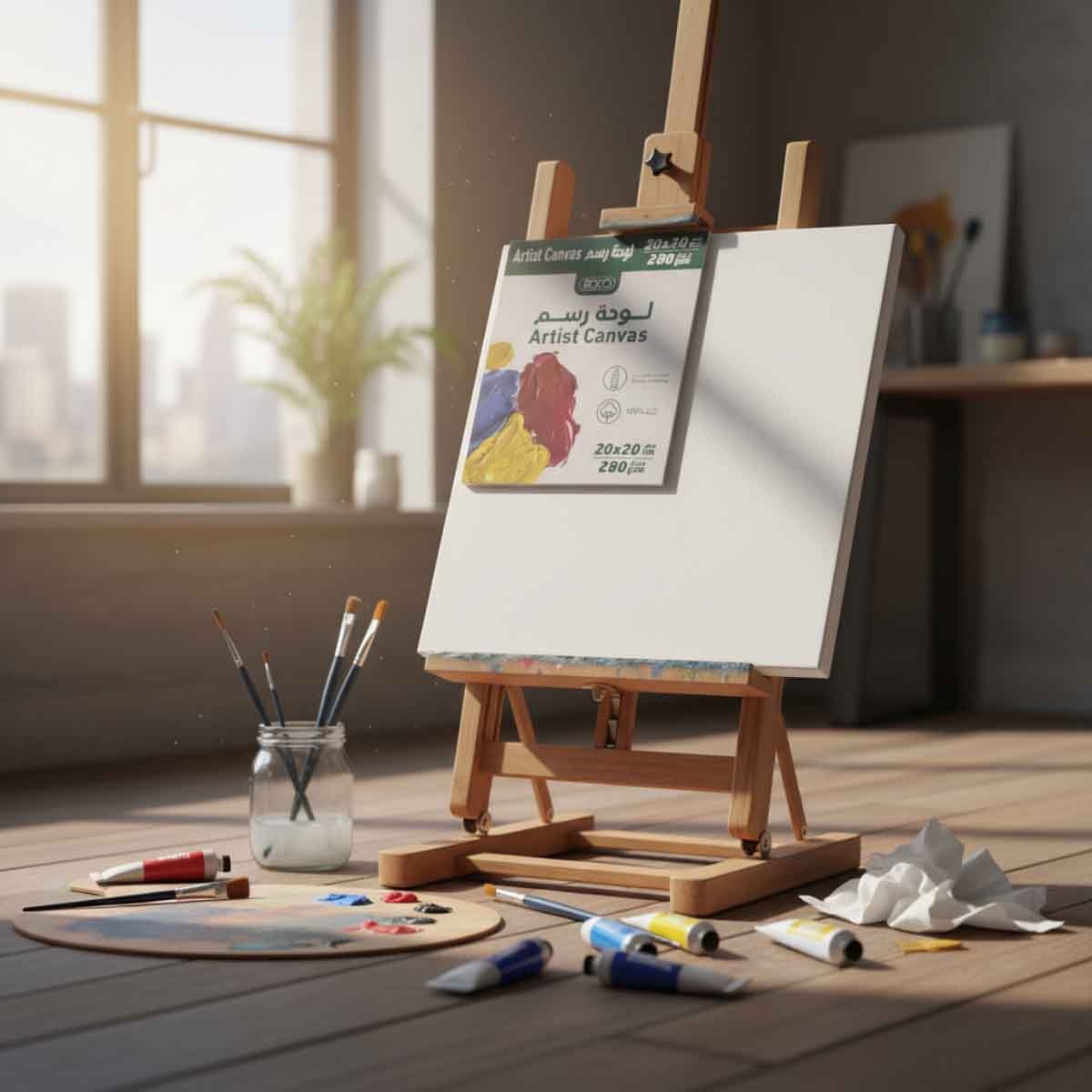 روكو لوح كانفس مربع بملمس خشن 8 × 8 انش