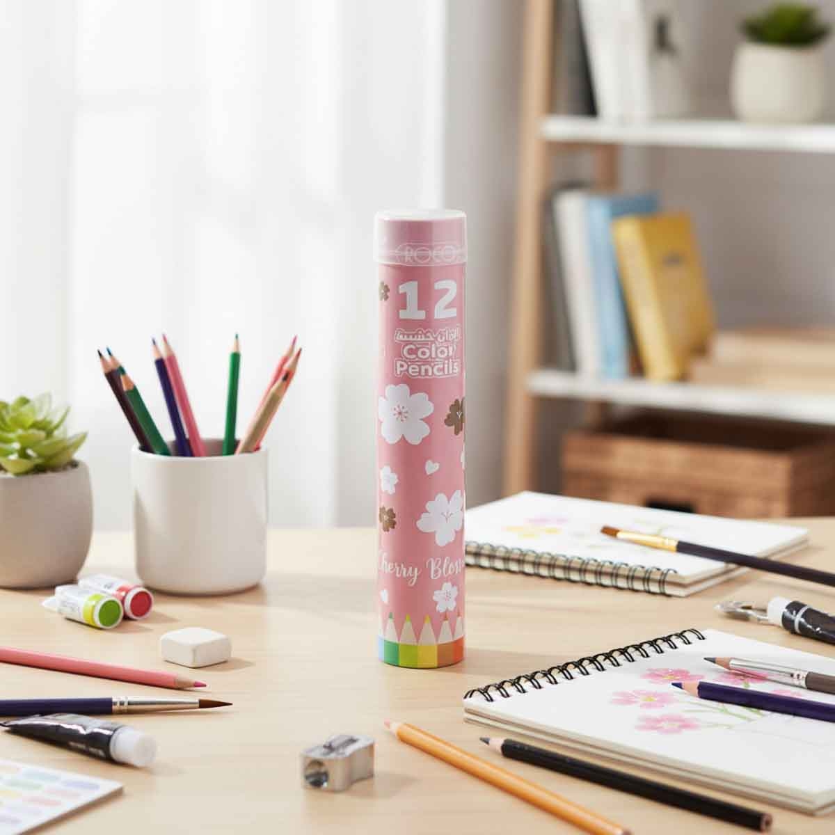 Roco 12-Piece Cherry Blossom Assorted Color Pencil Set
