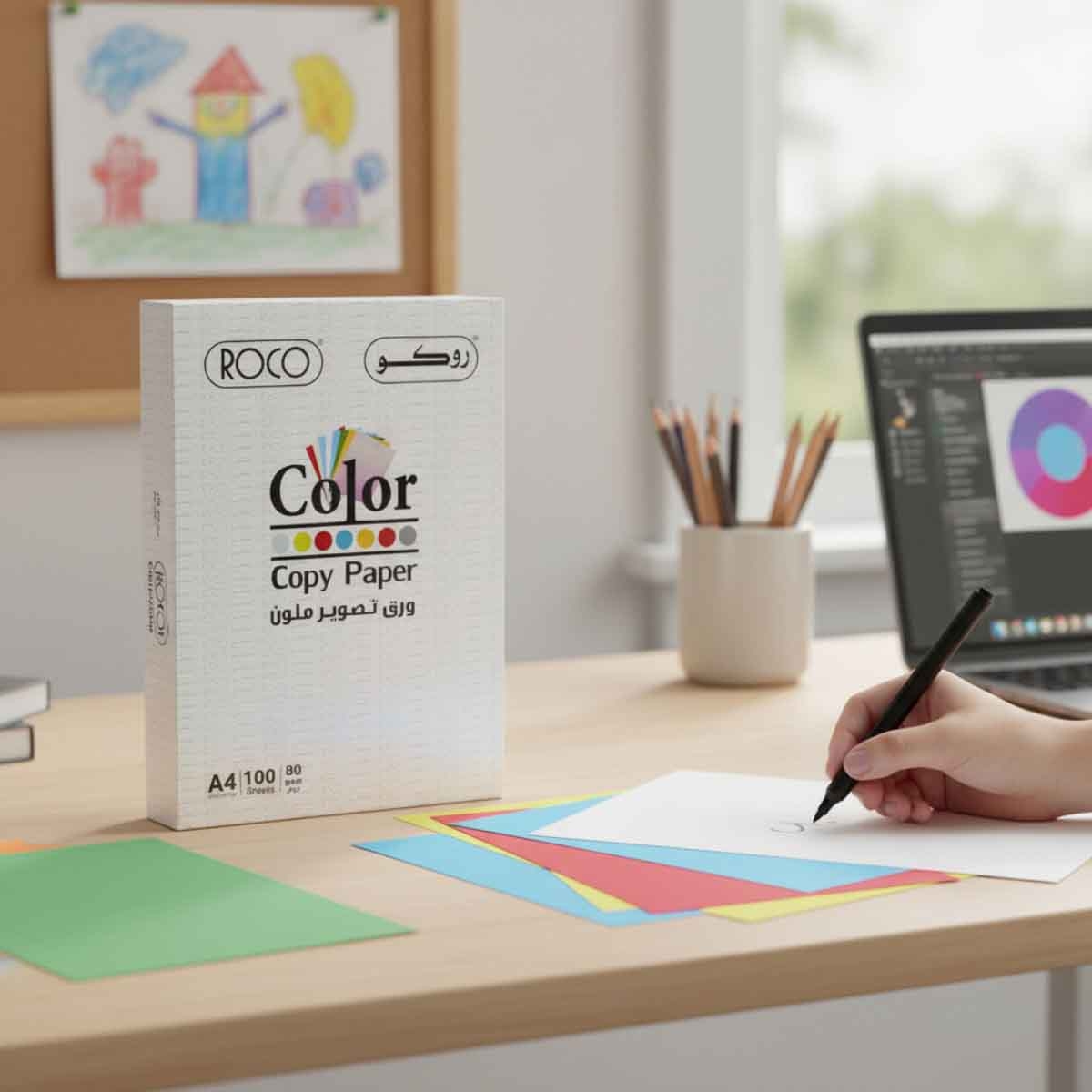 روكو ورق تصوير ملون A4 عدد 100 ورقة 80 GSM