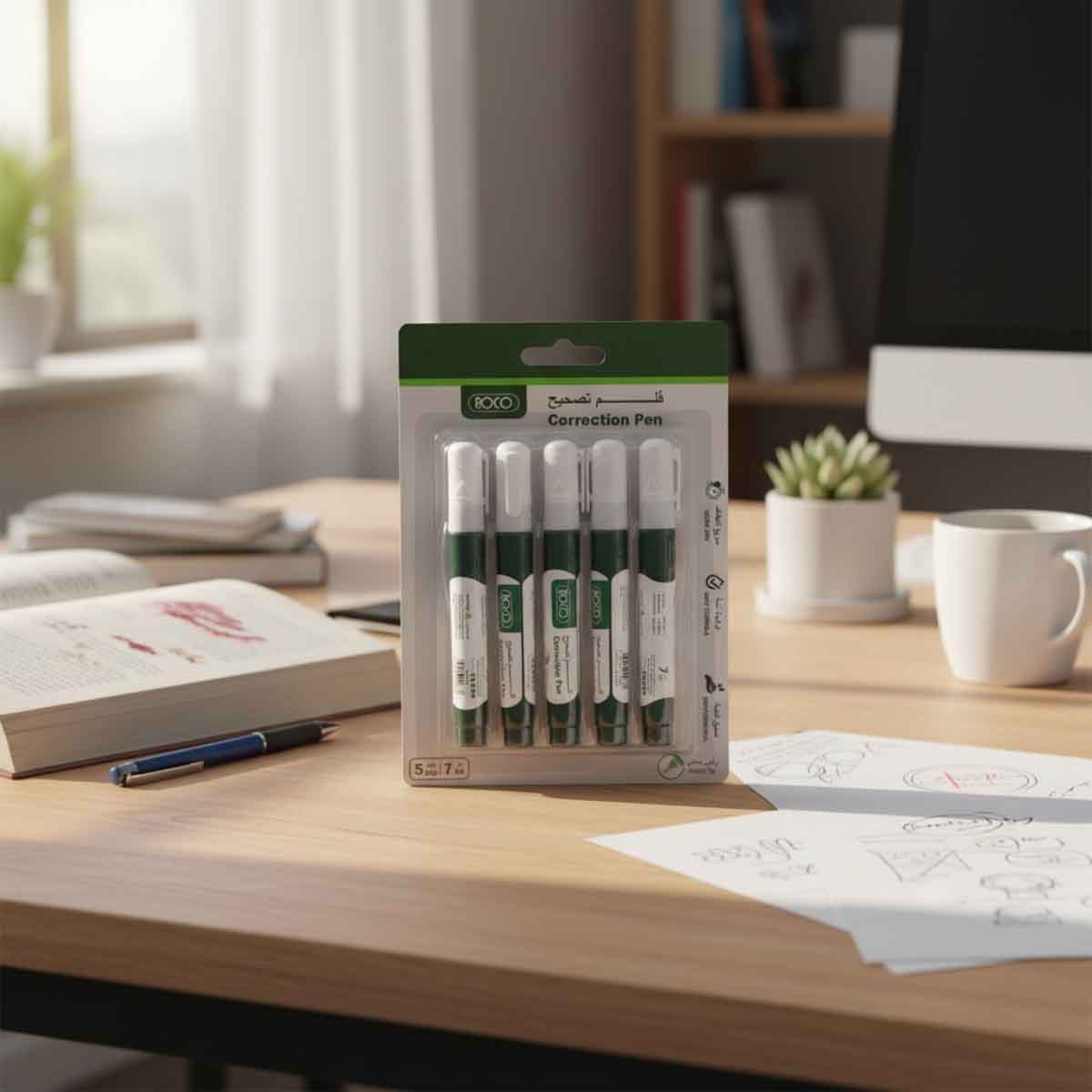 Roco White 1mm Metal Frame Round Tip Correction Pen