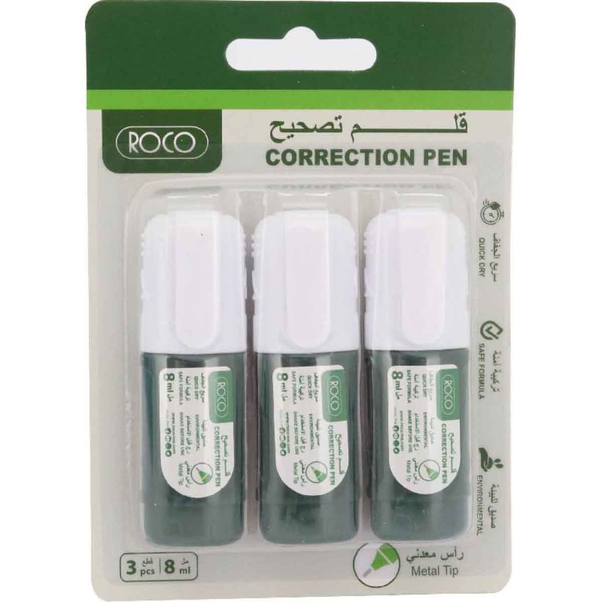 Roco White 8ml 1mm Metal Frame Round Tip Correction Pen